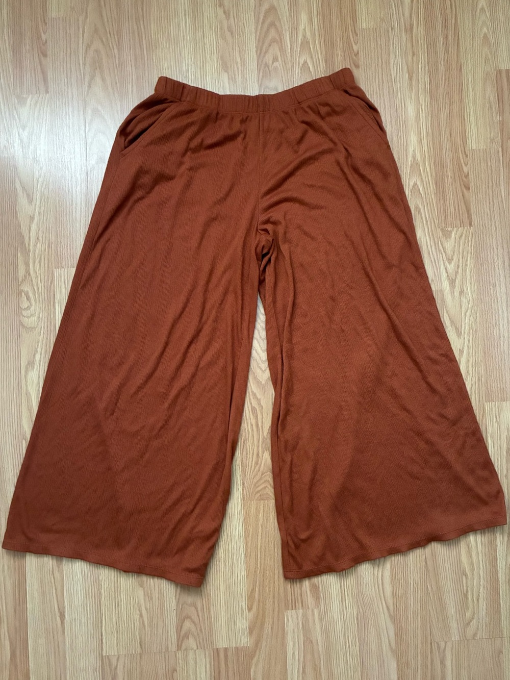 Stars Above Women’s Wide-Leg Ribbed Pants in Rust - Medium